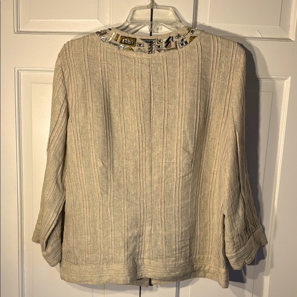 Chico's Vintage Beige Embellished Women's Topper/Jacket - Picture 2 of 10